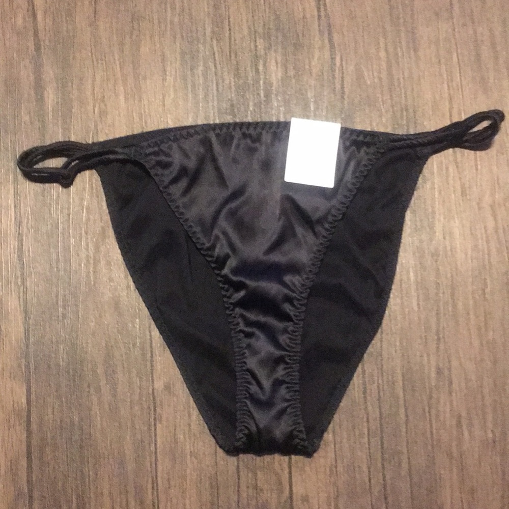 Auden cheeky pantie size small black satin.